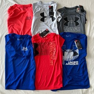 New or Like New Under Armour Lot of 6 Short Sleeve Tees, Size L.